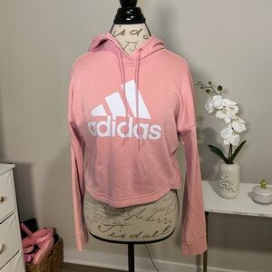 Adidas Women's Pink Hoodie with White Logo